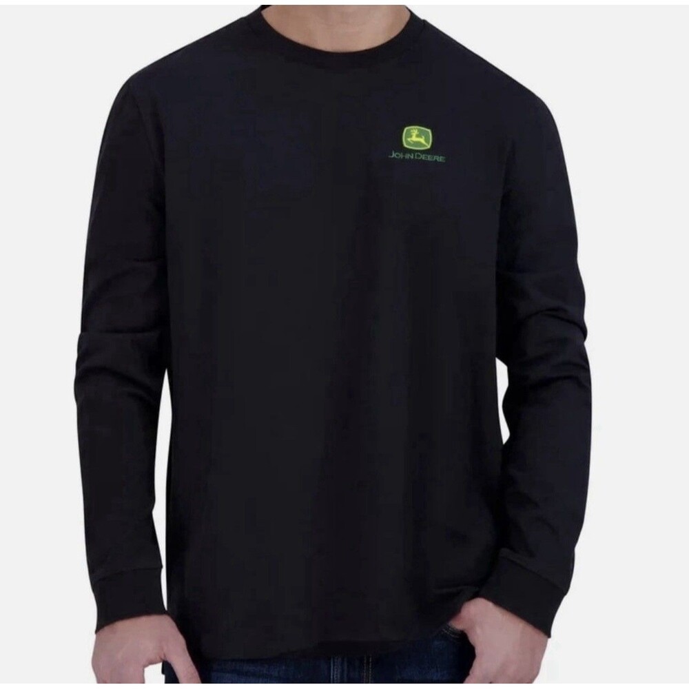 John Deere Men's Long Sleeve Tee 100%Cotton Embroided/Black Size Medium